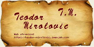 Teodor Mirolović vizit kartica